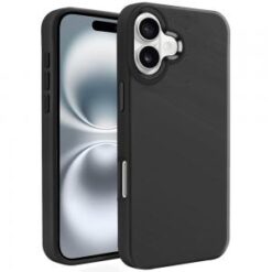 iPhone 16 6.1 inch Premium LIQUID Silicone with Metal Buttons and Camera Edges Case Cover - Blac