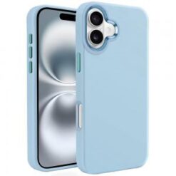 iPhone 16 6.1 inch Premium LIQUID Silicone with Metal Buttons and Camera Edges Case Cover - Ligh