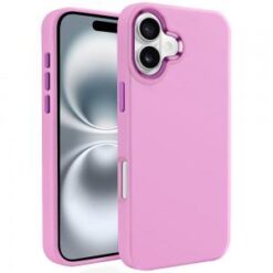 iPhone 16 6.1 inch Premium LIQUID Silicone with Metal Buttons and Camera Edges Case Cover - Rose
