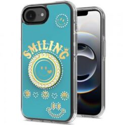 iPhone 16E (E edition) / SE4 (2025) Smiling Glitter Ornament Bling With Ring Stand Hybrid Case C