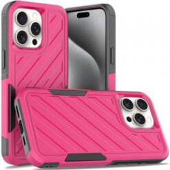 iP15 Pro Max Noble lined shockproof dual layer hybrid - Hot Pink/Black