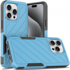 iP15 Pro Max Noble lined shockproof dual layer hybrid - Sky Blue/Black