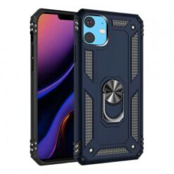 iPhone 15 Plus Ring Magnetic Kickstand Hybrid Case Cover - Blue