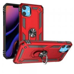 iPhone 15 Plus Ring Magnetic Kickstand Hybrid Case Cover - Red