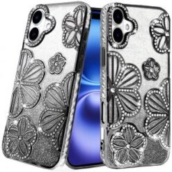 iPhone 17 Shimmer Glitter Floral Design Thick TPU Case Cover (Multi-Color)