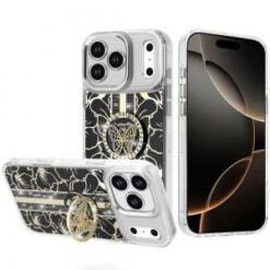 iPhone 17 Pro Splendid Floral Designs with Metal Camera and Buttons with Butterfly Ring Stand Hy (Multi-Color)