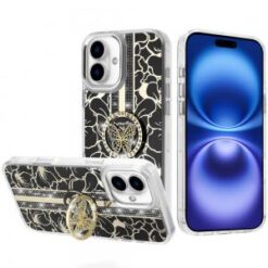 iPhone 17 Splendid Floral Designs with Metal Camera and Buttons with Butterfly Ring Stand Hybrid (Multi-Color)