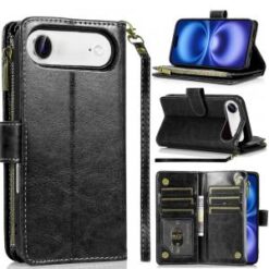 iPhone 17 Air Luxury Wallet Card ID Zipper Money Holder Case Cover (Multi-Color)
