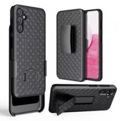 iPhone 15 Plus Weave Premium 3in1 Combo Holster Kickstand Case Cover - Black
