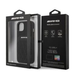 iPhone 13 - AMG HC LEATHER CURVED LINES WHITE LOGO - White/Black (AMG#116)