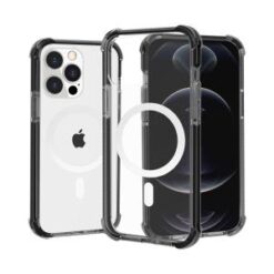 iPhone 13/14 Acrylic [Magnetic Circle] Tough 2.5mm Transparent ShockProof Hybrid - Black