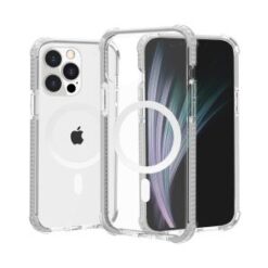 iPhone 13/14 Acrylic [Magnetic Circle] Tough 2.5mm Transparent ShockProof Hybrid - White