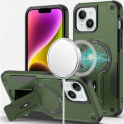 iPhone 13/14 Sturdy Bracket Kickstand Magnetic Hybrid - Midnight Green