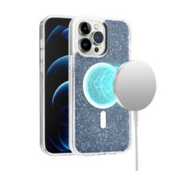 iPhone 13/14 Epoxy Glitter [Magnetic Circle] ShockProof Hybrid 2.5mm Thick - Black