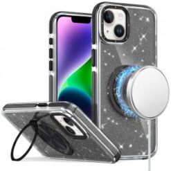 iPhone 14/13 Glitz HQ Shimmer Glitter [Magnetic Ring Circle] with 360 degree Rotational Ring Kic