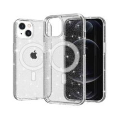 iPhone 13/14 Glitter Ultra (Magnetic Circle) Thick 3mm Transparent Hybrid - Clear