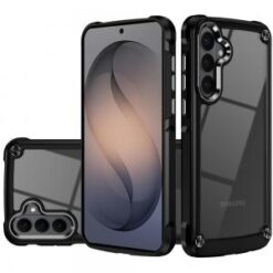 Samsung s26 Ultimate CaseX Transparent Hybrid Case with Metal Buttons And Camera Edges - Black