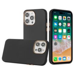 Apple iPhone 14 6.1" Classy Slick Chromed Around Hybrid Case Cover - Black