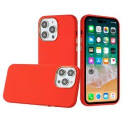 Apple iPhone 14 6.1" Classy Slick Chromed Around Hybrid Case Cover - Red