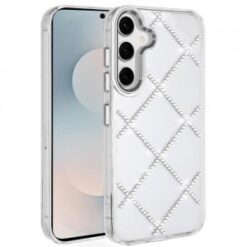 Samsung s26 Plus Gem Glitter Diamond Transparent Hard Colorful TPU Hybrid Case - Silver
