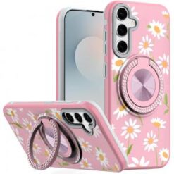 Samsung s26 Plus Metal Diamond CD Pattern Design Matte Finished Hybrid with Rotational Ring [Car