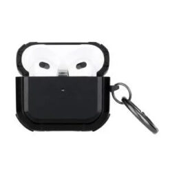 AirPods Pro2 (2022 2nd Version) Premium Rugged ShockProof Hybrid With Metal Hook Case Cover- Bla