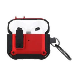 AirPods 1/2 Switch Closure Premium Ultra ShockProof Hybrid With Metal Hook Case Cover - Black+Re