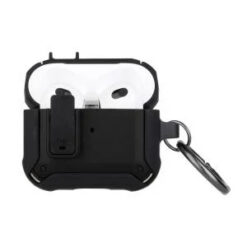 Airpods Pro Switch Closure Premium Ultra ShockProof Hybrid With Metal Hook Case Cover - Black+Bl