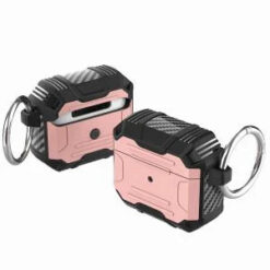 AirPods 4 Rugged ShockProof Hybrid With Metal Hook Case Cover - Rose Gold