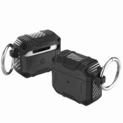 AirPods Pro Rugged ShockProof Hybrid With Metal Hook Case Cover - Black
