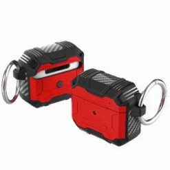 AirPods Pro Rugged ShockProof Hybrid With Metal Hook Case Cover - Red