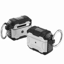 AirPods Pro Rugged ShockProof Hybrid With Metal Hook Case Cover - Silver