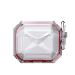 AirPods Pro2 (2022 2nd Version) 3mm Thick Transparent TPU with Colored Edge Case Cover - Red