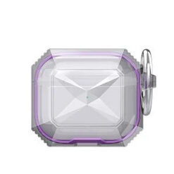 AirPods 4 3mm Thick Transparent TPU with Colored Edge Case Cover - Purple