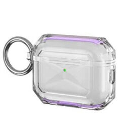 AirPods Pro 3 2025 (3rd Version) 3mm Thick Transparent TPU with Colored Edge Case Cover - Purple
