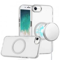 iPhone 17E / 16E / SE4 Magnetic Circle Ring Transparent Premium Acrylic with Metal Buttons & Cam