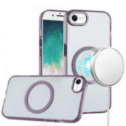iPhone 17E / 16E / SE4 Magnetic Circle Ring Transparent Premium Acrylic with Metal Buttons & Cam