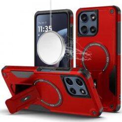 Motorola Moto G 5G 2025 / 2026 / G Play 2026 Sturdy Bracket Kickstand Magnetic Hybrid - Red