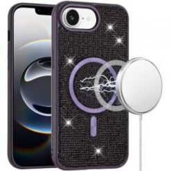 iPhone 17E / 16E / SE4 Diamond [Magnetic Circle] with CD Pattern Hybrid - Purple