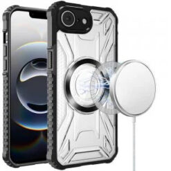 iPhone 17E / 16E / SE4 [Magnetic Circle] CD Pattern Transparent Rugged Hybrid - Black