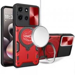 Moto G Stylus 5G 2025 Magnetic Ring Stand Classic Design FULL Camera Protection Hybrid Case - Re