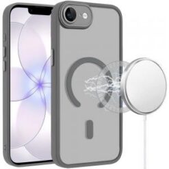 iPhone 17E / 16E / SE4 Matte Frosted Magnetic Hybrid Case with Covered Camera Protection - Gray