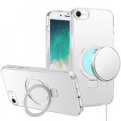 iPhone 17E / 16E / SE4 Dotted Edged Line Transparent HQ Magnetic Ring Stand Hybrid - Clear