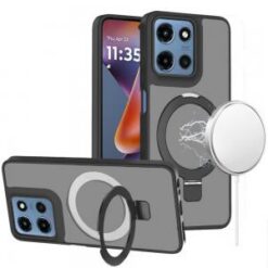 Moto G 5G 2025/2026 - G Play 2026 - Magnetic Matching Ring Stand Full Rotation Matte Hybrid - Bl