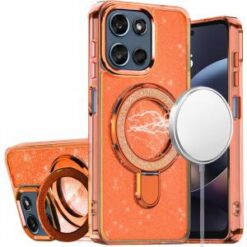 Moto G 5G 2025/2026 / G PLAY 2026 Transparent Glitter Rotaional Magnetic Ring Stand HQ Hybrid -