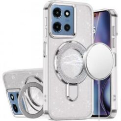 Moto G 5G 2025/2026 - G Play 2026 - Transparent Glitter Rotaional Magnetic Ring Stand HQ Hybrid