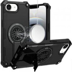 iPhone 17E / 16E / SE4 CD Texture Design Magnetic Car Mount Friendly HQ Hybrid - Black