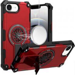 iPhone 17E / 16E / SE4 CD Texture Design Magnetic Car Mount Friendly HQ Hybrid - Red