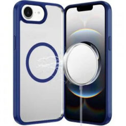 iPhone 17E / 16E / SE4 Magnetic Ring HQ Transparent Thick 2.0mm Hybrid Case - Navy Blue
