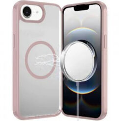 iPhone 17E / 16E / SE4 Magnetic Ring HQ Transparent Thick 2.0mm Hybrid Case - Pink